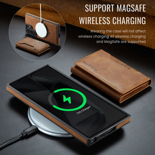 For Samsung Galaxy S24 Ultra 5G MAGKING K2 Series MagSafe RFID Card Bag Detachable Phone Case(Brown)