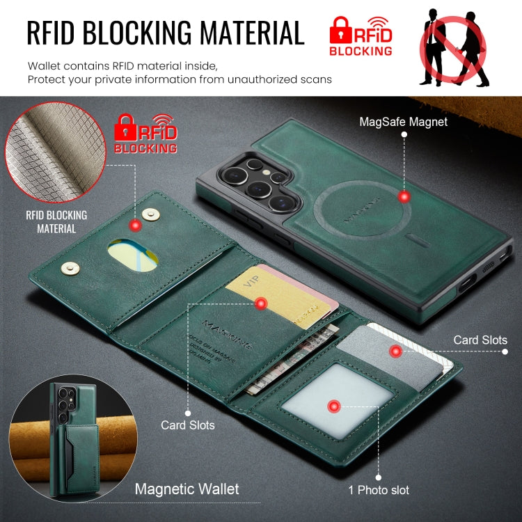 For Samsung Galaxy S24 Ultra 5G MAGKING K2 Series MagSafe RFID Card Bag Detachable Phone Case(Green)
