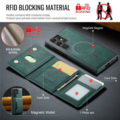 For Samsung Galaxy S24 Ultra 5G MAGKING K2 Series MagSafe RFID Card Bag Detachable Phone Case(Green)