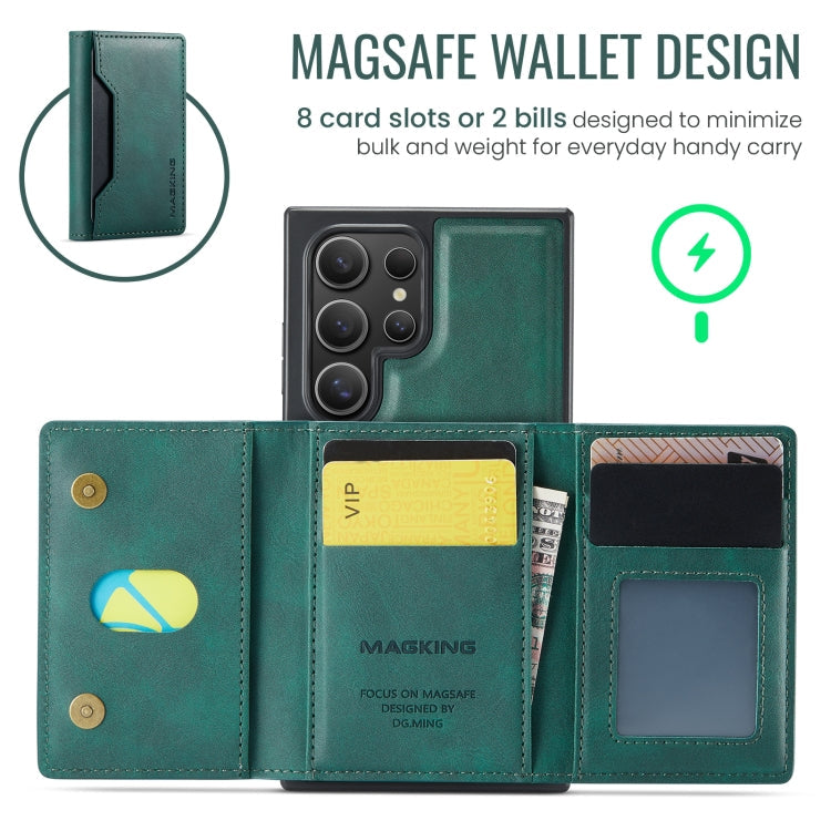 For Samsung Galaxy S24 Ultra 5G MAGKING K2 Series MagSafe RFID Card Bag Detachable Phone Case(Green)