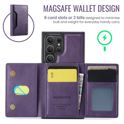 For Samsung Galaxy S24 Ultra 5G MAGKING K2 Series MagSafe RFID Card Bag Detachable Phone Case(Purple)