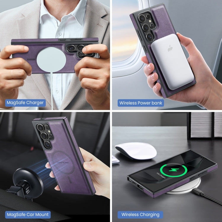 For Samsung Galaxy S24 Ultra 5G MAGKING K2 Series MagSafe RFID Card Bag Detachable Phone Case(Purple)