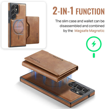 For Samsung Galaxy S23 Ultra 5G MAGKING K2 Series MagSafe RFID Card Bag Detachable Phone Case(Brown)