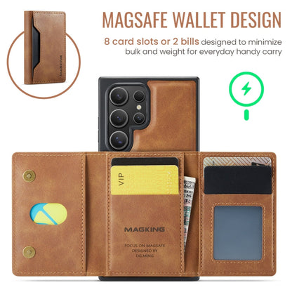 For Samsung Galaxy S23 Ultra 5G MAGKING K2 Series MagSafe RFID Card Bag Detachable Phone Case(Brown)