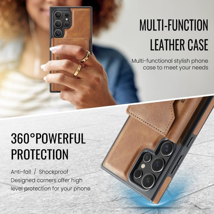 For Samsung Galaxy S23 Ultra 5G MAGKING K2 Series MagSafe RFID Card Bag Detachable Phone Case(Brown)