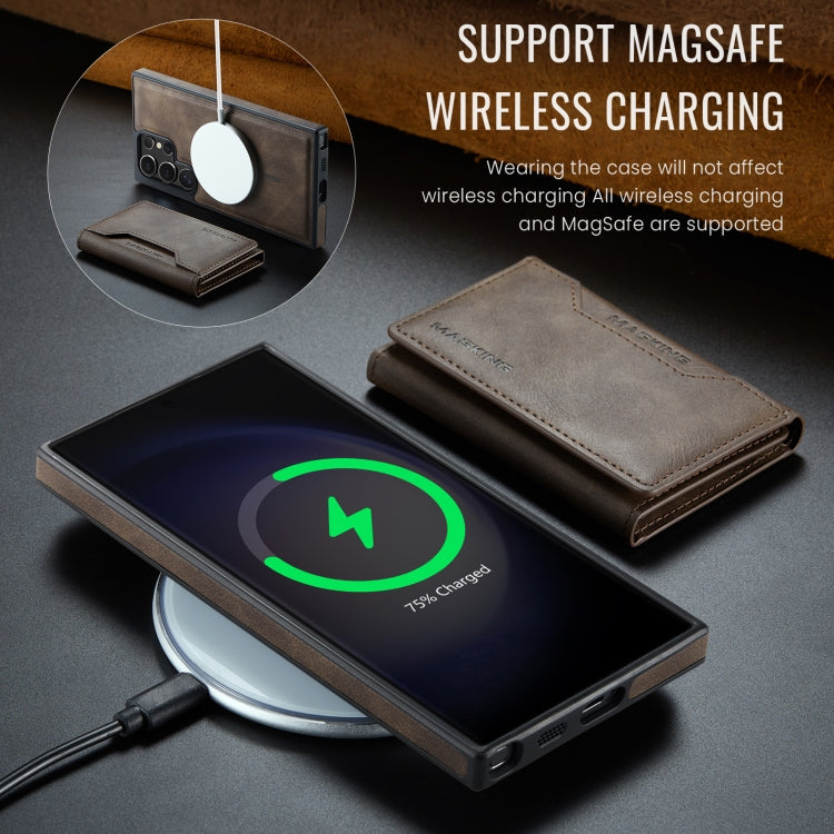For Samsung Galaxy S23 Ultra 5G MAGKING K2 Series MagSafe RFID Card Bag Detachable Phone Case(Coffee)