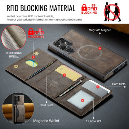 For Samsung Galaxy S23 Ultra 5G MAGKING K2 Series MagSafe RFID Card Bag Detachable Phone Case(Coffee)