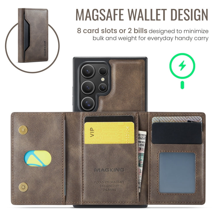 For Samsung Galaxy S23 Ultra 5G MAGKING K2 Series MagSafe RFID Card Bag Detachable Phone Case(Coffee)