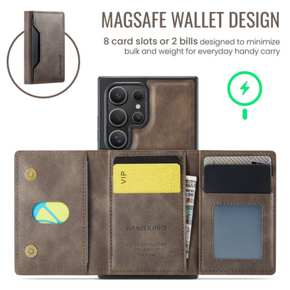 For Samsung Galaxy S23 Ultra 5G MAGKING K2 Series MagSafe RFID Card Bag Detachable Phone Case(Coffee)