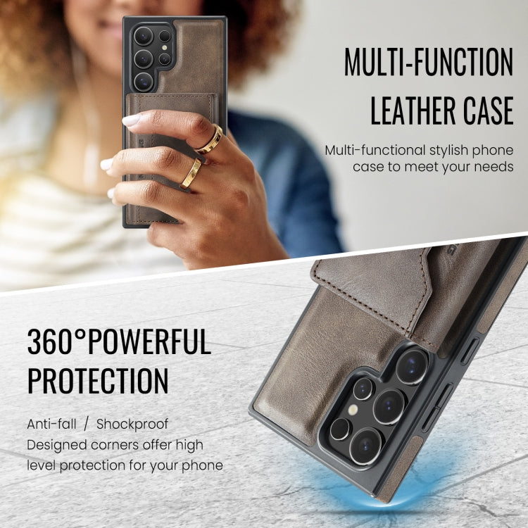 For Samsung Galaxy S23 Ultra 5G MAGKING K2 Series MagSafe RFID Card Bag Detachable Phone Case(Coffee)