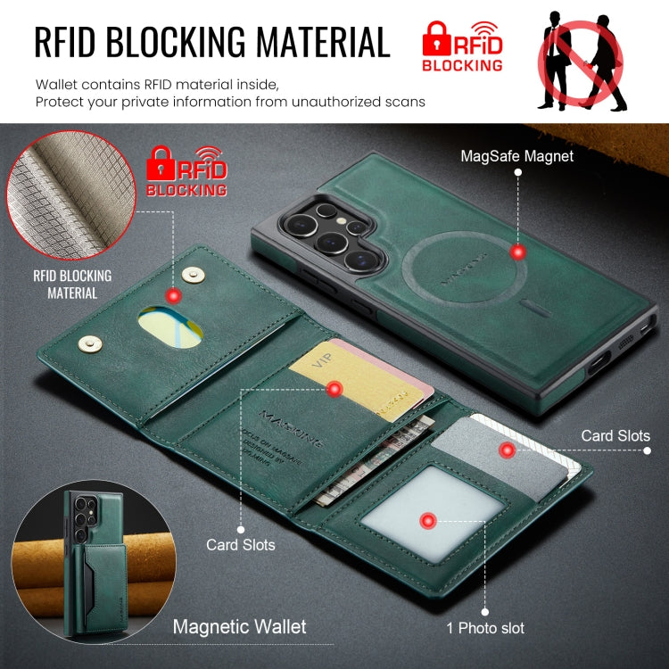 Pour Samsung Galaxy S23 Ultra 5G Étui de Téléphone Détachable MAGKING Série K2 avec Porte-Cartes RFID MagSafe (Vert)