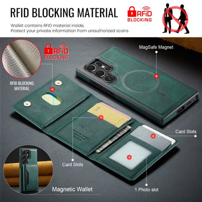 Pour Samsung Galaxy S23 Ultra 5G Étui de Téléphone Détachable MAGKING Série K2 avec Porte-Cartes RFID MagSafe (Vert)