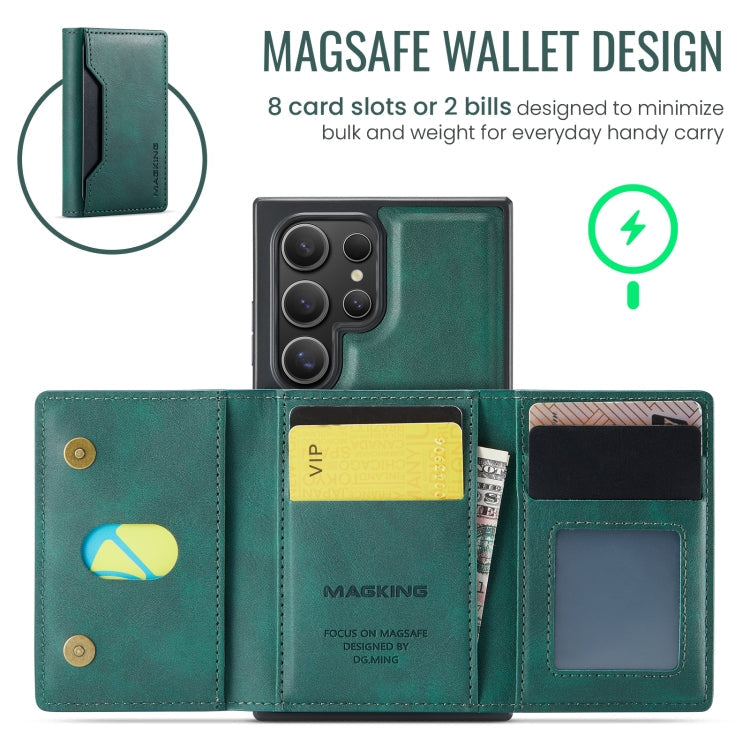 Pour Samsung Galaxy S23 Ultra 5G Étui de Téléphone Détachable MAGKING Série K2 avec Porte-Cartes RFID MagSafe (Vert)