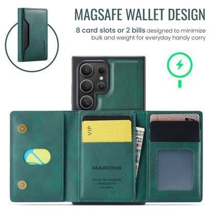 Pour Samsung Galaxy S23 Ultra 5G Étui de Téléphone Détachable MAGKING Série K2 avec Porte-Cartes RFID MagSafe (Vert)