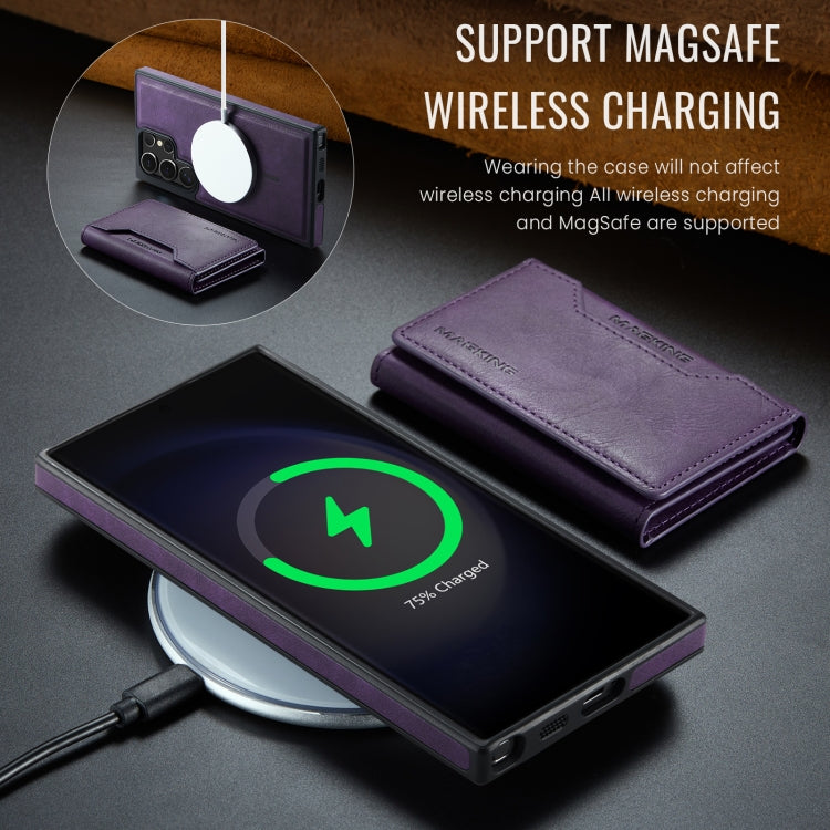 For Samsung Galaxy S23 Ultra 5G MAGKING K2 Series MagSafe RFID Card Bag Detachable Phone Case(Purple)