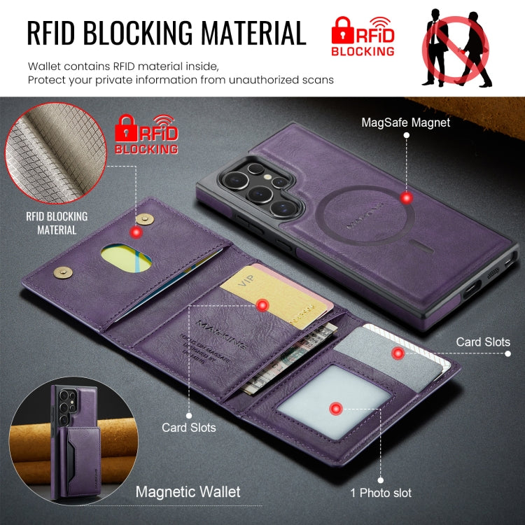 For Samsung Galaxy S23 Ultra 5G MAGKING K2 Series MagSafe RFID Card Bag Detachable Phone Case(Purple)
