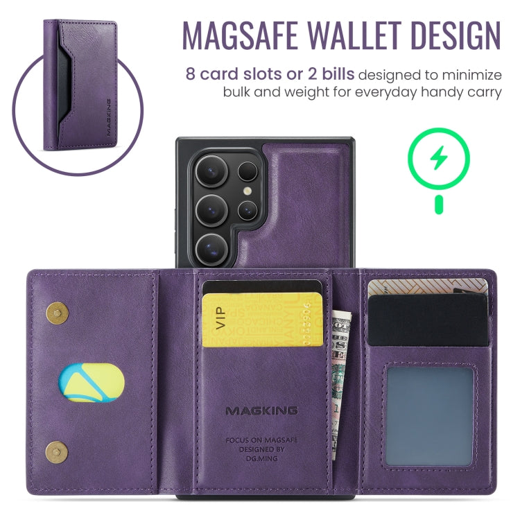 For Samsung Galaxy S23 Ultra 5G MAGKING K2 Series MagSafe RFID Card Bag Detachable Phone Case(Purple)