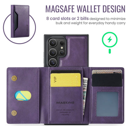 For Samsung Galaxy S23 Ultra 5G MAGKING K2 Series MagSafe RFID Card Bag Detachable Phone Case(Purple)