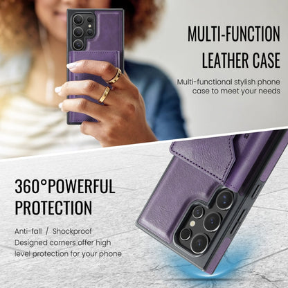 For Samsung Galaxy S23 Ultra 5G MAGKING K2 Series MagSafe RFID Card Bag Detachable Phone Case(Purple)