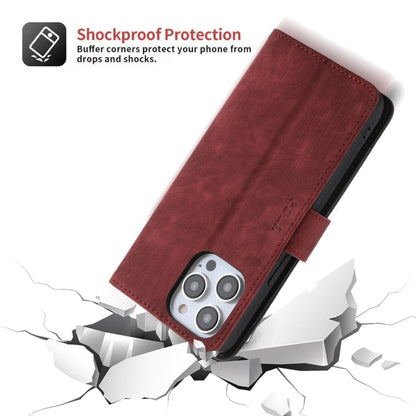 For iPhone 14 Plus POLA Dual-color Zipper Wallet RFID Leather Phone Case(Red Black)