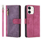 Pour iPhone 11 POLA Étui portefeuille en cuir double couleur avec fermeture éclair RFID (Violet Rose)