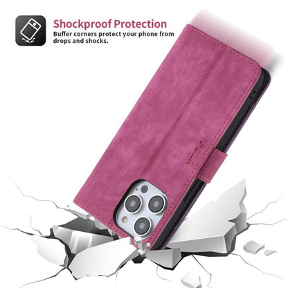 Pour iPhone 11 POLA Étui portefeuille en cuir double couleur avec fermeture éclair RFID (Violet Rose)