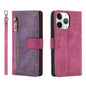 For iPhone 11 Pro POLA Dual-color Zipper Wallet RFID Leather Phone Case(Purple Pink)