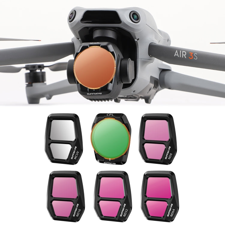 Pour le filtre d'objectif de caméra DJI Air 3S Sunnylife, Filtre: 6 en 1 UV CPL ND8-64