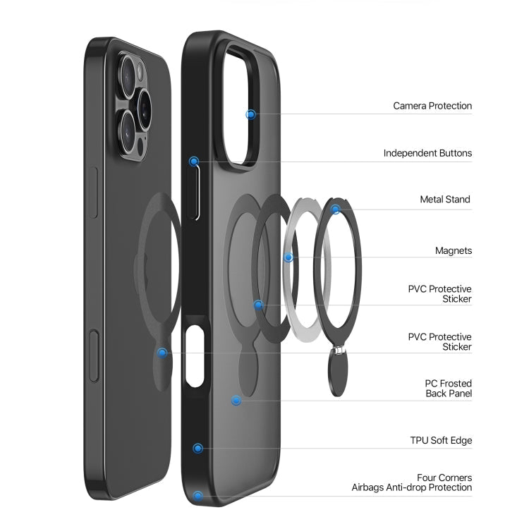 For iPhone 16 Pro Max DUX DUCIS Yind Series MagSafe TPU Hybrid PC Phone Case with Stand(Black)