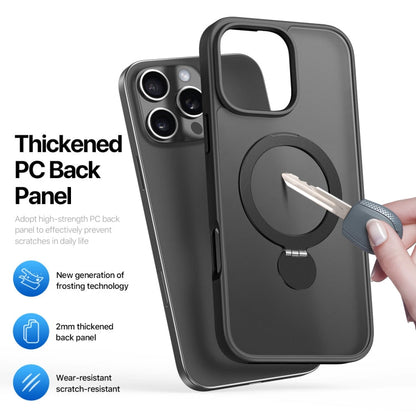 For iPhone 16 Pro Max DUX DUCIS Yind Series MagSafe TPU Hybrid PC Phone Case with Stand(Black)