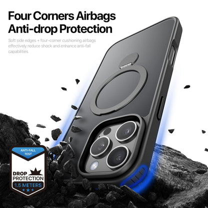 For iPhone 16 Pro Max DUX DUCIS Yind Series MagSafe TPU Hybrid PC Phone Case with Stand(Black)