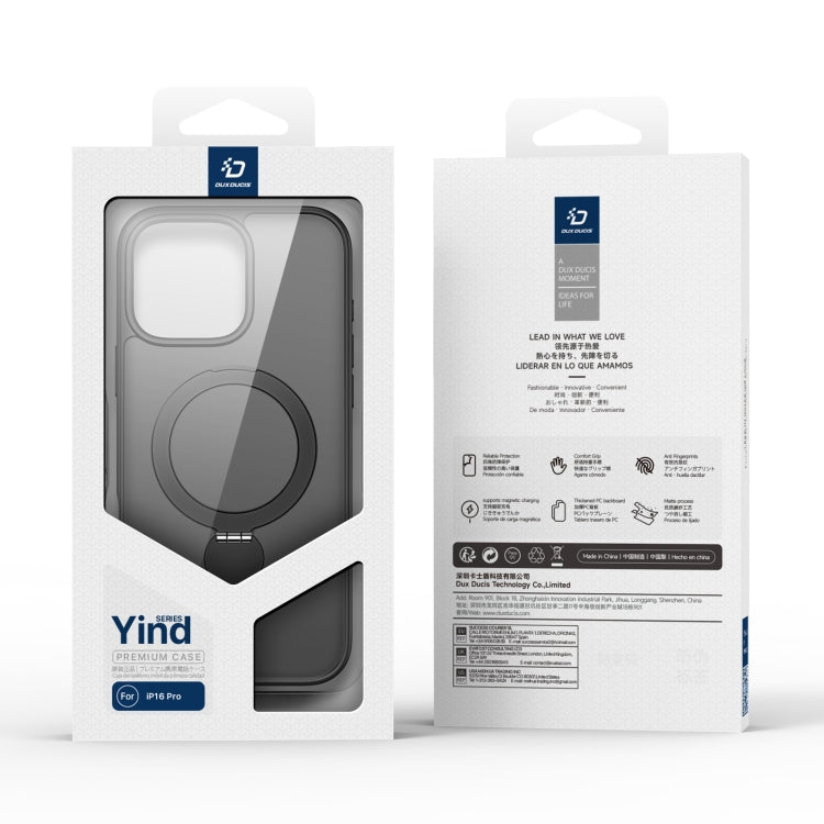 For iPhone 16 Pro Max DUX DUCIS Yind Series MagSafe TPU Hybrid PC Phone Case with Stand(Black)