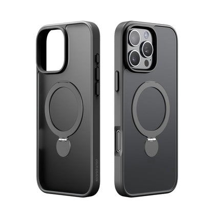 For iPhone 16 Pro DUX DUCIS Yind Series MagSafe TPU Hybrid PC Phone Case with Stand(Black)