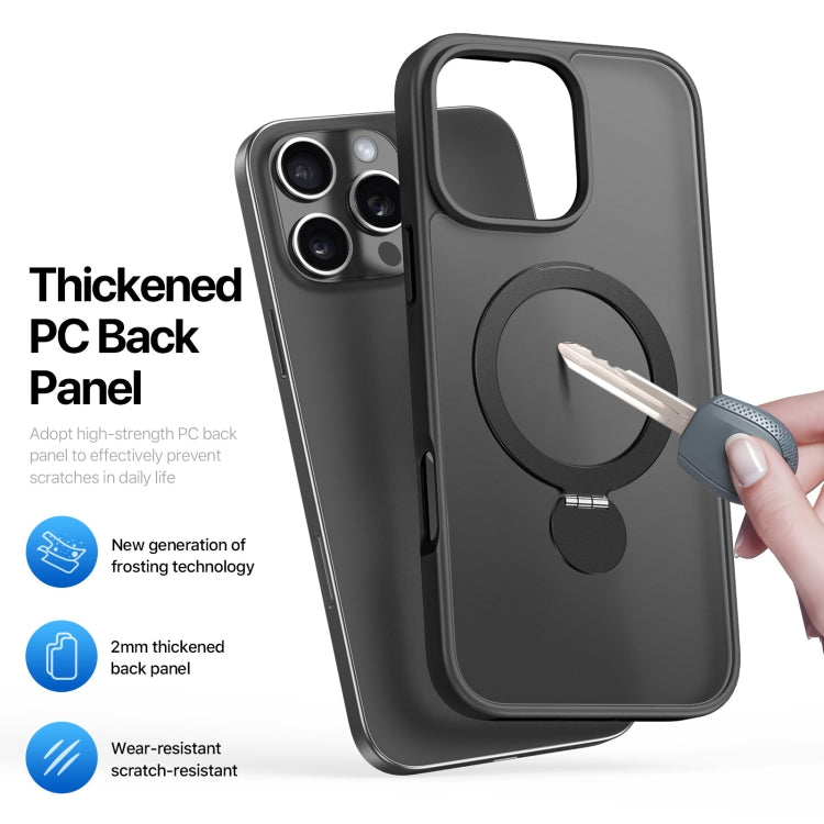 For iPhone 16 Pro DUX DUCIS Yind Series MagSafe TPU Hybrid PC Phone Case with Stand(Black)