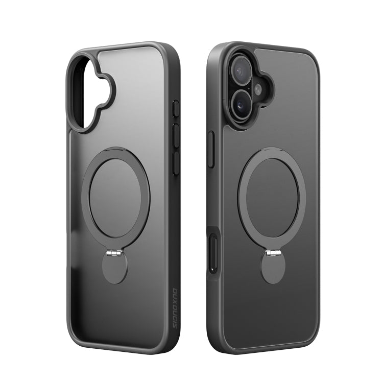 For iPhone 16 Plus DUX DUCIS Yind Series MagSafe TPU Hybrid PC Phone Case with Stand(Black)