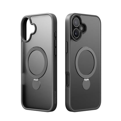 For iPhone 16 Plus DUX DUCIS Yind Series MagSafe TPU Hybrid PC Phone Case with Stand(Black)