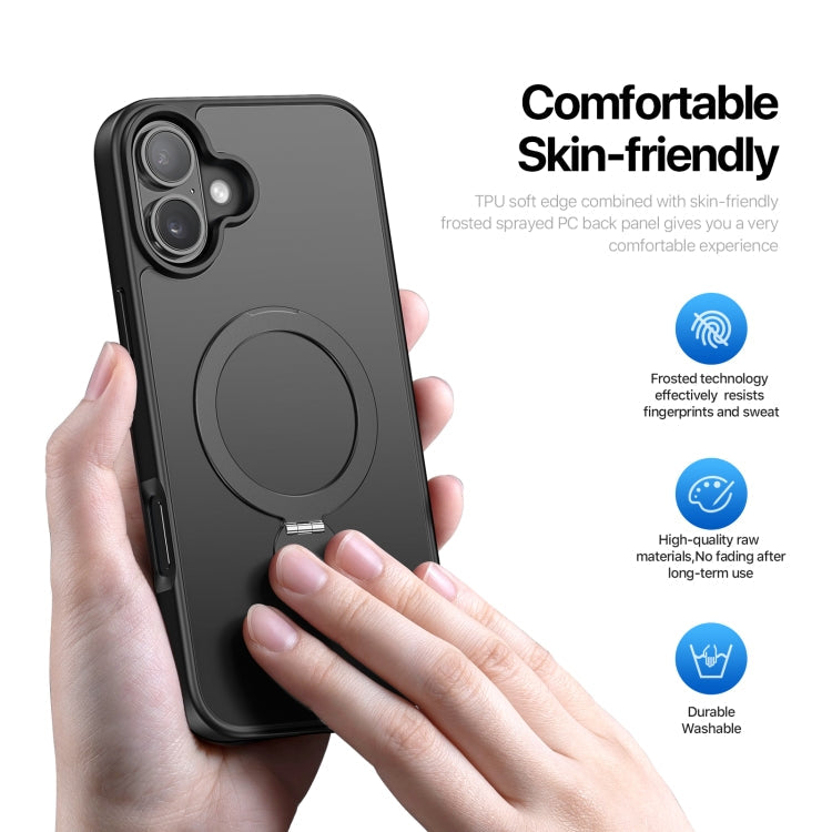 For iPhone 16 Plus DUX DUCIS Yind Series MagSafe TPU Hybrid PC Phone Case with Stand(Black)