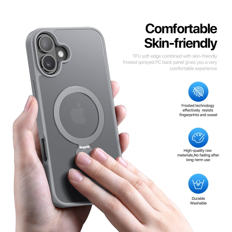 Pour iPhone 16 Plus DUX DUCIS Série Yind Coque de téléphone hybride en TPU et PC MagSafe avec support (Gris)