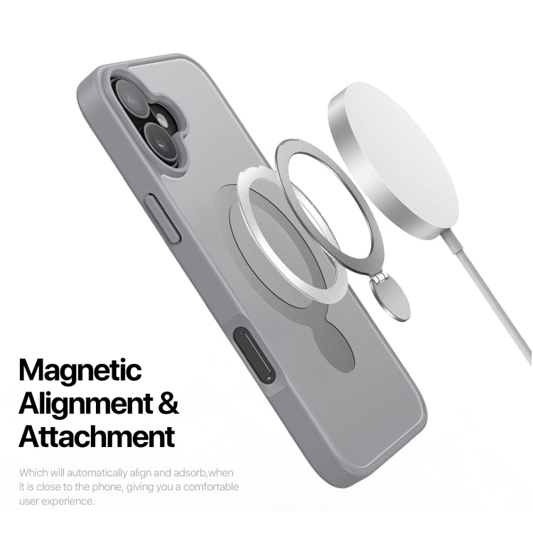 Pour iPhone 16 Plus DUX DUCIS Série Yind Coque de téléphone hybride en TPU et PC MagSafe avec support (Gris)