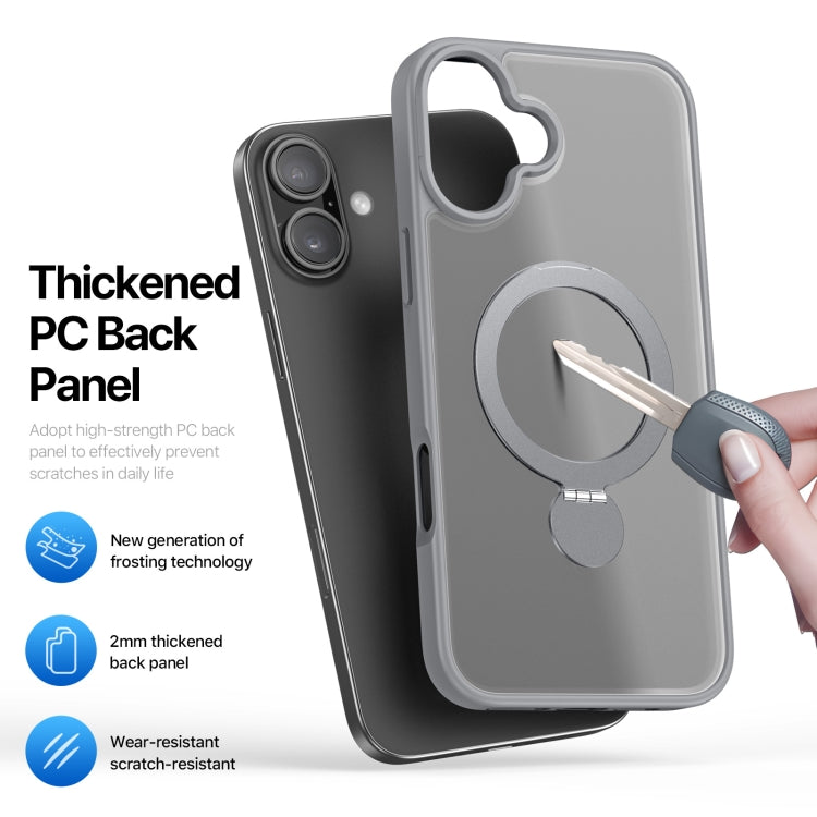 Pour iPhone 16 Plus DUX DUCIS Série Yind Coque de téléphone hybride en TPU et PC MagSafe avec support (Gris)