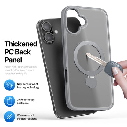 Pour iPhone 16 Plus DUX DUCIS Série Yind Coque de téléphone hybride en TPU et PC MagSafe avec support (Gris)