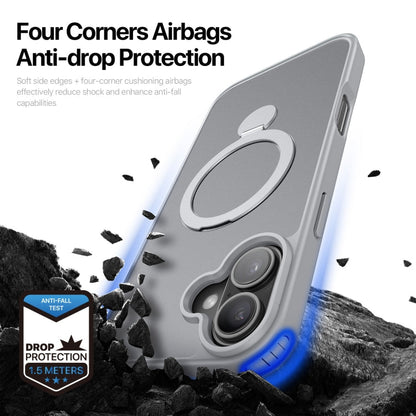 Pour iPhone 16 Plus DUX DUCIS Série Yind Coque de téléphone hybride en TPU et PC MagSafe avec support (Gris)
