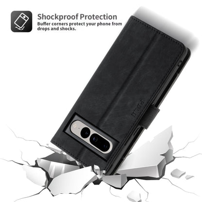 For Google Pixel 7 POLA Dual-color Zipper Wallet RFID Leather Phone Case(Grey Black)