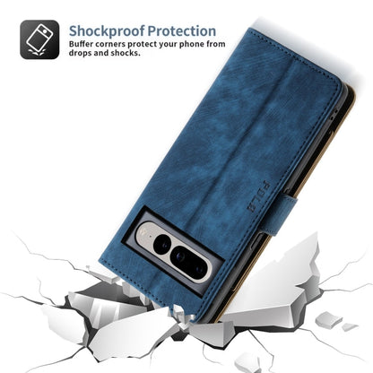 For Google Pixel 7 POLA Dual-color Zipper Wallet RFID Leather Phone Case(Yellow Blue)