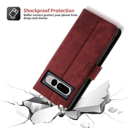 For Google Pixel 7 Pro POLA Dual-color Zipper Wallet RFID Leather Phone Case(Red Black)