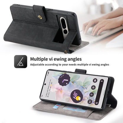 For Google Pixel 7 Pro POLA Dual-color Zipper Wallet RFID Leather Phone Case(Grey Black)