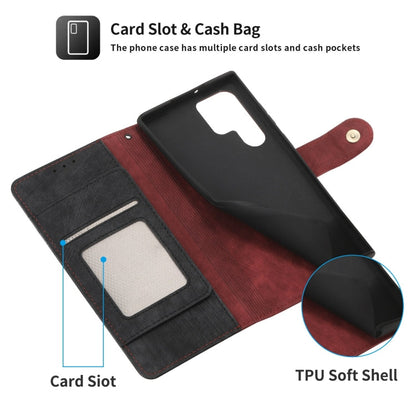 For Samsung Galaxy S22 Ultra 5G POLA Dual-color Zipper Wallet RFID Leather Phone Case(Red Black)