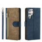For Samsung Galaxy S22 Ultra 5G POLA Dual-color Zipper Wallet RFID Leather Phone Case(Yellow Blue)