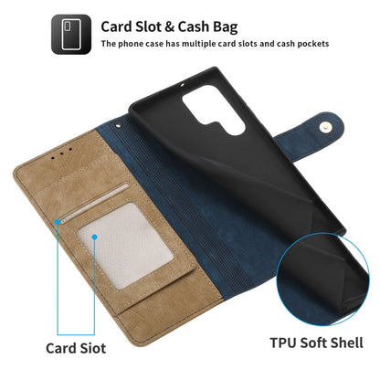 For Samsung Galaxy S22 Ultra 5G POLA Dual-color Zipper Wallet RFID Leather Phone Case(Yellow Blue)