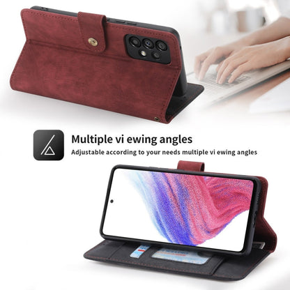 For Samsung Galaxy A53 POLA Dual-color Zipper Wallet RFID Leather Phone Case(Red Black)